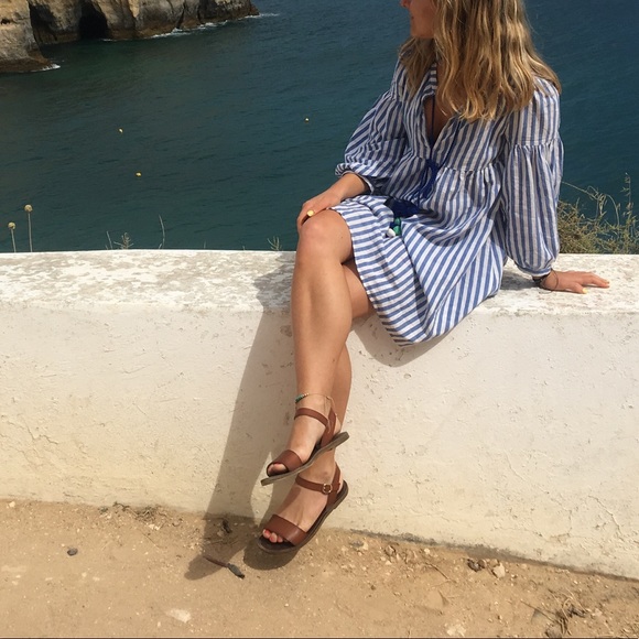 Striped, light weight cotton peasant dress - Picture 4 of 4